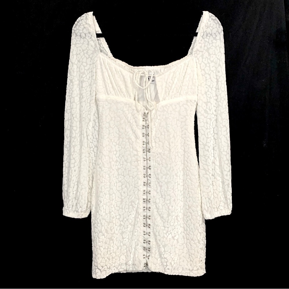 Princess Polly White Velvet Textured Animal Print Mini Bodycon Dress